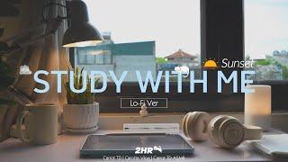 2-HOUR STUDY WITH ME | My room at Sunset |  Relaxing Lo-Fi, Background noises | Pomodoro 25/5