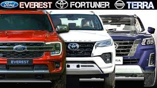 Ford Everest 2023 vs toyota fortuner (2022) vs Nissan terra 2022 |(fortuner, endeavour, Terra)