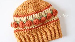 Pumpkins In A Row Crochet Hat