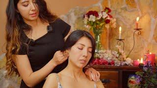 Darlyn's soft spoken ASMR massage, hair care & braiding with relaxing sounds to help you sleep 