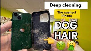 DEEP CLEANING THE MOST DISGUSTING IPHONEYou never seen NOTHING like it #asmr #gross #nasty #hair