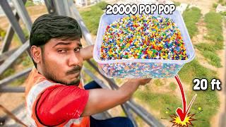 Dropping 20000 Pop Pop Crackers At Once From 20 feet | Mad Brothers