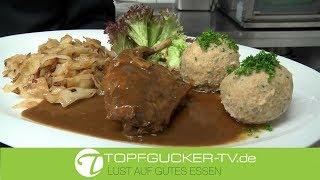 Geschmorte Kaninchenkeule in Thymiansauce mit Bayrisch Kraut und Semmelknödel @TopfguckerTV