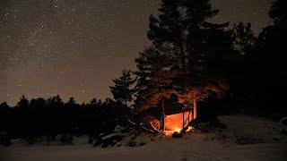 Solo Winter Camping -16°C , Bushwacking, No Tent, Ice and Snow