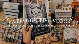 a productive vlog  stationery haul, desk re-organisation, a book haul, and journaling 