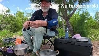 Sun-dried meat on the riverbank and the release of a SEA BASS