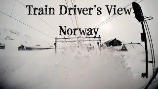 CABVIEW: Stormy winter conditions on the mountain pass (Bergen Line, Norway)
