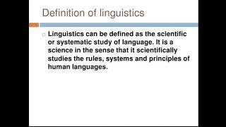 Subfields of Linguistics and it's Definitions