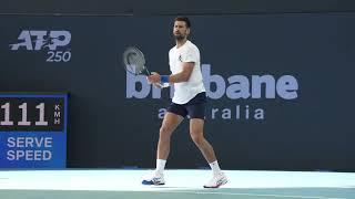 Novak Djokovic practice Brisbane 2025