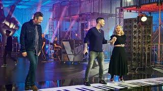 kelly clarkson, blake shelton, and adam levine being chaotic for over 7 minutes