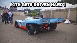 Porsche 917K racing at high speeds! (brutal flat-12 sound)