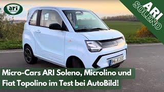 Leichtfahrzeuge im AutoBild Test: Wie schlägt sich der ARI Soleno gegen Fiat Topolino und Microlino?