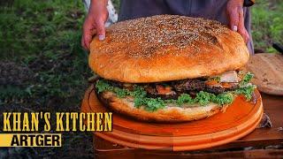 THE MONGOL GIANT BURGER - Khan Serves A Feast To Cool Pals | Khan’s Kitchen