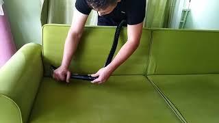 How to clean green dirty sofa at home professionally with steam