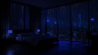 Cozy Bedroom with a Night View, Heavy Rain on Window, Helping You Drift into Sleep ️ Rainy Night