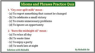 Idioms and Phrases for competitive exams | Idioms and Phrases mcq | Idioms and Phrases Practice Quiz