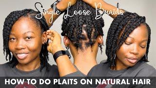 HOW TO DO SINGLE LOOSE PLAITS ON NATURAL HAIR | SIMPLE PROTECTIVE HAIRSTYLE