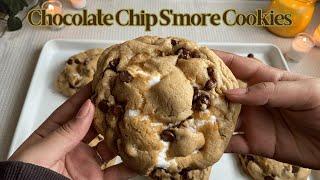 Fluffy Chocolate Chip S'more Cookies  Bake With Me