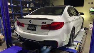 727HP BMW F90 M5 shooting flames on dyno w/ Armytrix exhaust, boostlogic dp & intake