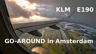 GO-AROUND in Amsterdam | Strong Wind | KLM Embraer 190 | Beautiful View of Amsterdam with Canals