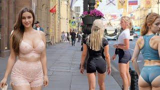 Hot Girls and Hot DAY Life in Russia Moscow, the City Walking Tour 4K, HDR, Russian Girls,  