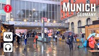 Munich, Germany - Rainy Day Around the Central Station / Hauptbahnhof  Walking Tour 4K 60fps 