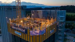 Fors, Kunz Kunath Bau von Getreidesilo mit Gleitschalung. Building a grain silo sliding formwork.