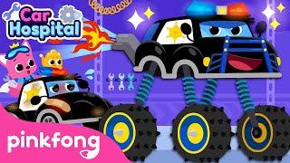  The Police Monster Truck Is Broken | Car Hospital | Fun Car Songs | Pinkfong Official