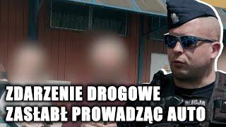 Policjanci wezwani do zdarzenia drogowego. Kierowca zasłabł za kierownicą