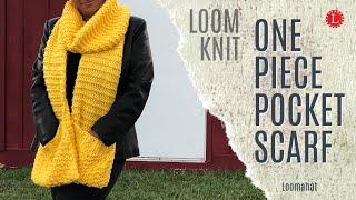 LOOM KNITTING Scarf with Pockets Use Any Shape Loom | Garter and Seed Stitches