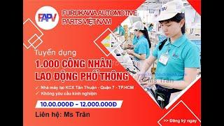 TPHCM. CTY FURUKAWA KCX TÂN THUẬN TUYỂN DỤNG 500LĐPT LÀM ĐIỆN TỬ, VIỆC NHẸ THU NHẬP CAO