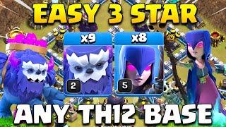 Easy 3 Star | Th12 Yeti Witch Attack Strategy | Best Ground Attack Th12 War Strategy | Coc