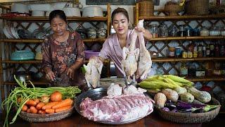 Sreypov Life Show: Free and fresh ingredient around home is collected for cooking - Family food