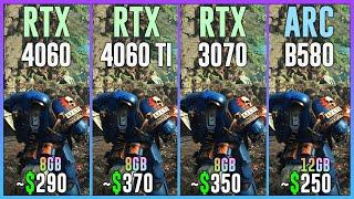 RTX 4060 vs RTX 4060 TI vs RTX 3070 vs Intel ARC B580 - Test in 25 Games