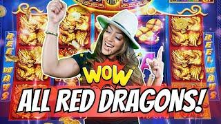 FULL SCREEN of RED Dragons! on Double Blessings Slot For A Massive Payout!