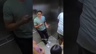 Disturbing boy in elevator sad reaction (Social experiment)