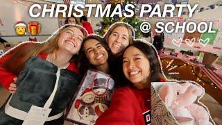 CHRISTMAS PARTY AT SCHOOL: secret santa, potluck, & games | Vlogmas Day 20