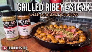 Grilled Ribeye Steak w/ Roasted Potatoes on the Weber | Heath Riles BBQ