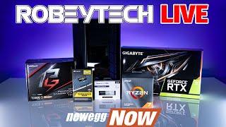 Newegg Now - Robeytech Live - Tech Deals plus $1500 NZXT H1 Ryzen 3700x and 2070 Super Build