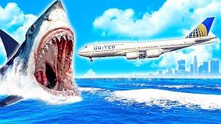 Megalodon Shark ATTACKS Boeing 747 Plane in GTA 5!