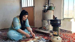 Nomadic life in western Iran: Cooking lamb meat in the Iranian nomadic village