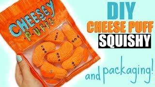 DIY CHEESE PUFF SQUISHY!! WITH PACKAGING!