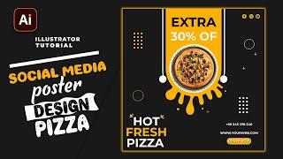 Illustrator CC Tutorial: Create Stunning Modern Pizza Poster Design | Graphic Design