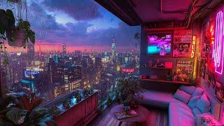 1990s Lofi City A Cozy Balcony Between Two Times  Lofi Rain Playlist