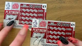 £1 Scratch Cards Platinum 7s National lottery Scratchies Red and Silver Scratch Tickets