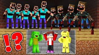 JJ and Mikey and Banana Kid hide from 1000 Scary Mimics in Minecraft Maizen