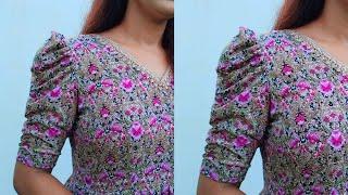 kurti puff sleeve design cutting and stitching / puffy sleeve design /puff baju / astin design 2024