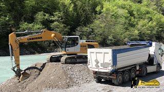 LIEBHERR 936 EXCAVATOR Digging and Loading Gravel on VOLVO Trucks