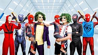 TEAM SPIDER-MAN VS Bad Guy JOKER || Rescue KID SPIDER MAN & Fake JOKER (LIVE ACTION) + MORE