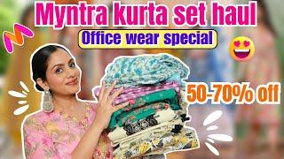 Huge Myntra Office Wear Haul Trendy Kurta sets to look stylish  #myntra #myntrahaul